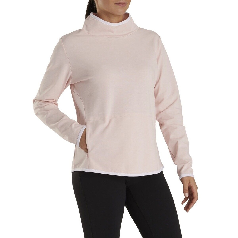 FootJoy Funnel Neck Long Sleeve Mid-Layer Golf Pullover Pink L